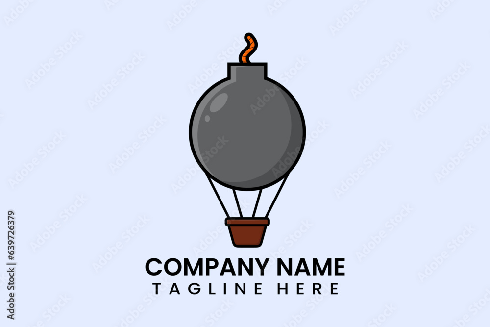 Fototapeta premium Flat vector parachute balloon bomb logo modern style template