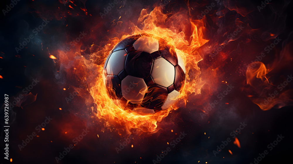 araffe ball in fire with a black background Generative AI