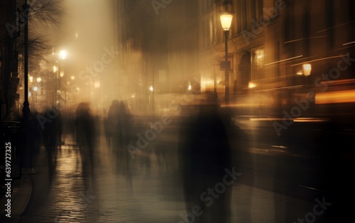 City Street Bustling with Movement Abstract Photography