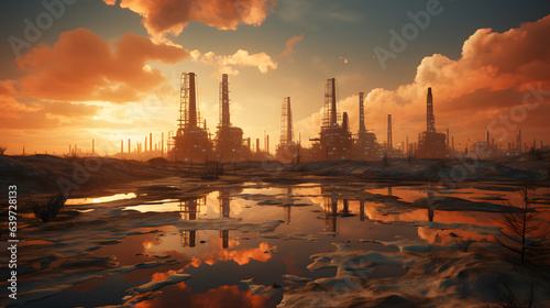 there is a picture of a large oil refinery in the middle of the desert Generative AI