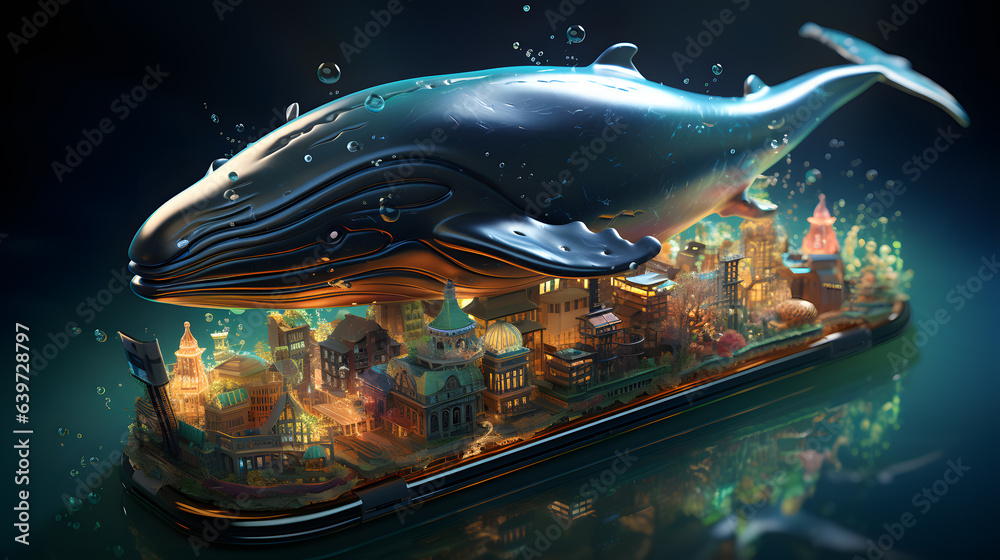there is a whale that is floating in the water Generative AI Stock ...