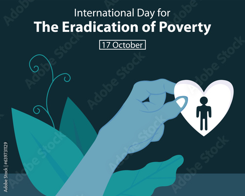 Photos illustration vector graphic of hand holding heart filled with people's silhouette, perfect for international day, the eradication of poverty, celebrate, greeting card, etc