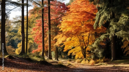 autumn trees with rich gold and red colours © Fred