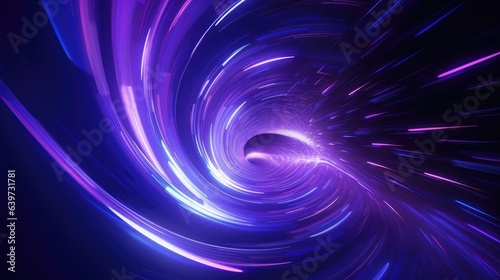 Fotografie, Obraz A 3D render of a twisting hyperspace tunnel spiraling upwards, creating a captiv