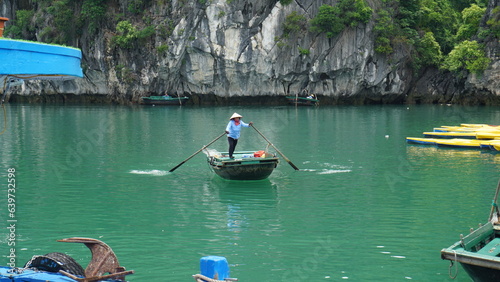 Paddling in Lan Ha Bay, traditional Vietnamese