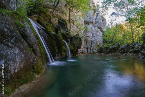 Beautiful Belabarze Waterfall in the Roncal Valley near Isaba, Navarra, Spain photo