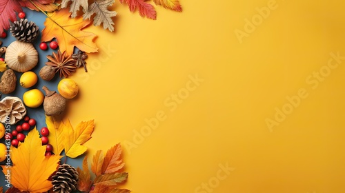 autumn background with leaves and space for text © medienvirus