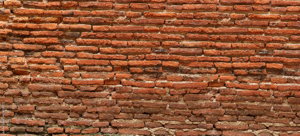 Texture of old red brick wall. background of empty brick wall texture for background. detail for text creative, backdrop and Design for Long web banner. Texture of old red brick wall. background of empty brick wall texture for background. detail for text creative, backdrop and Design for Long web banner.