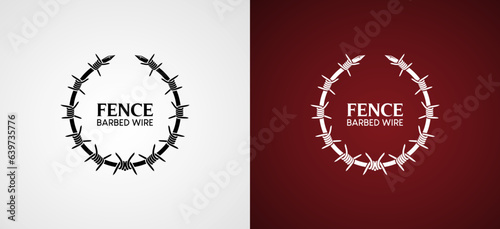 Barbed wire fence frame logo vector symbol design template