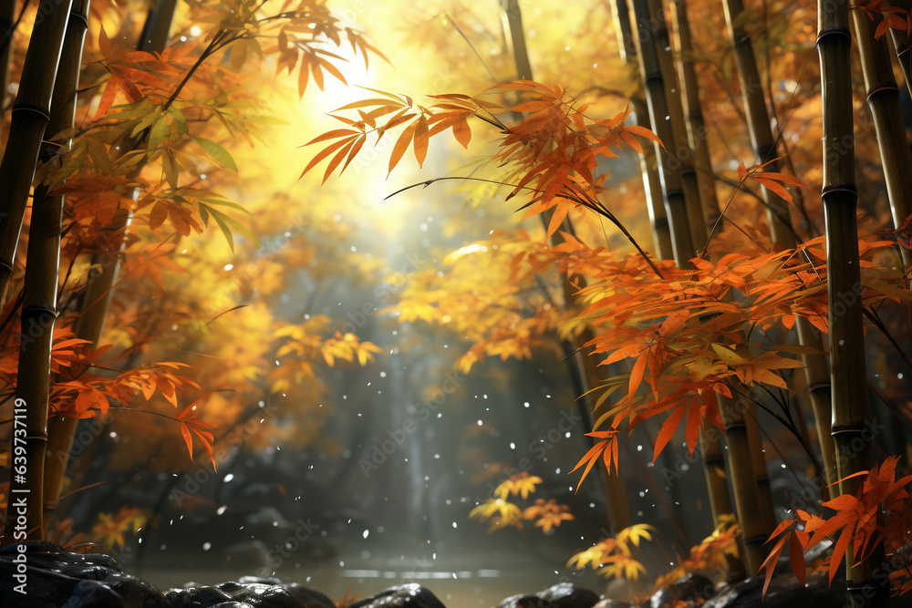 Beautiful bamboo forest minimal rendering background Beautiful bamboo forest minimal rendering background