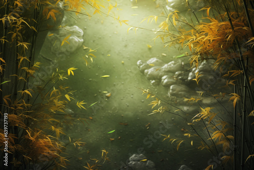 Beautiful bamboo forest minimal rendering background