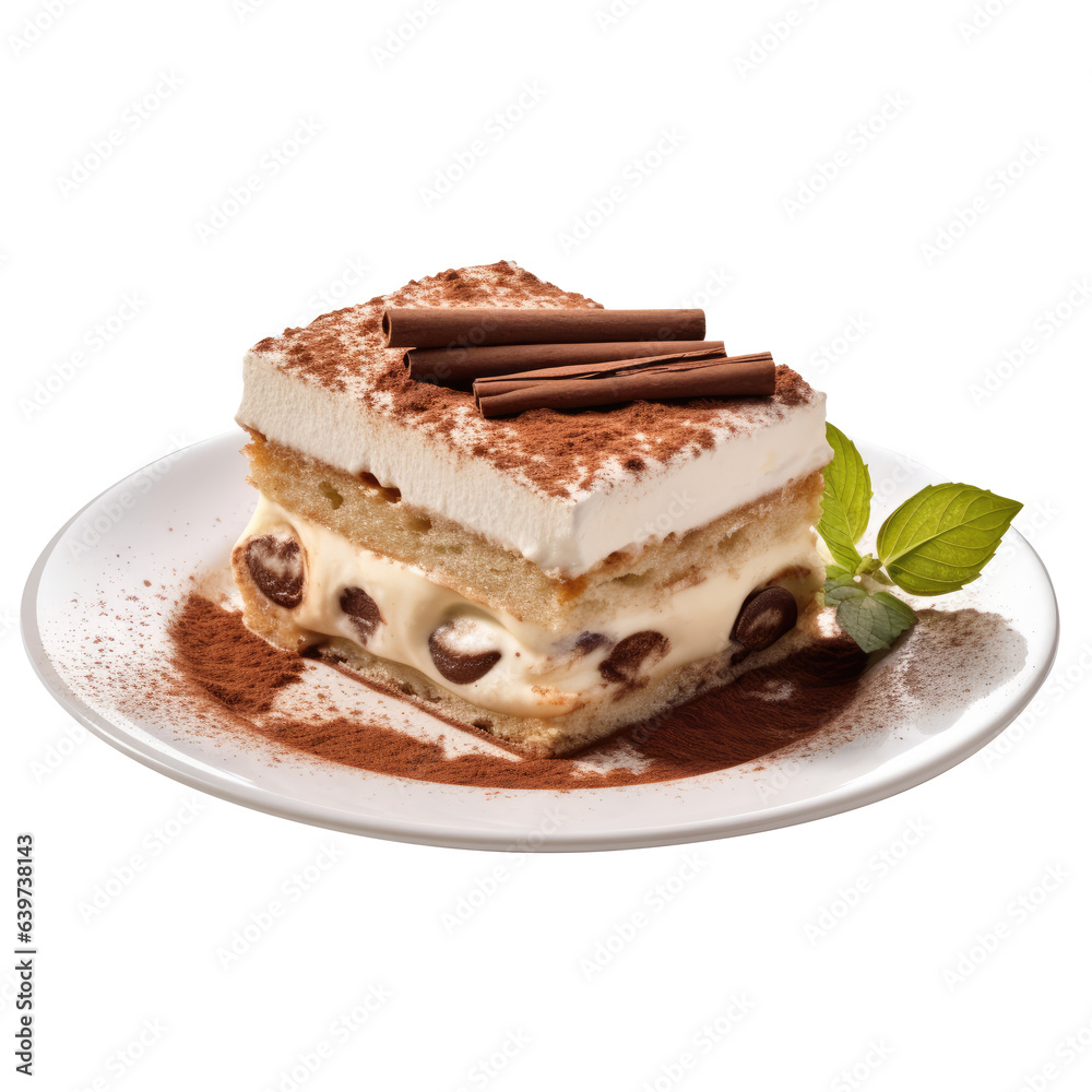 Tiramisu, Italian dessert on isolated background Tiramisu, Italian dessert on isolated background