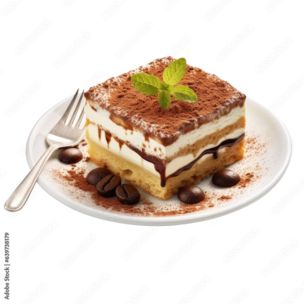 Tiramisu, Italian dessert on isolated background Tiramisu, Italian dessert on isolated background