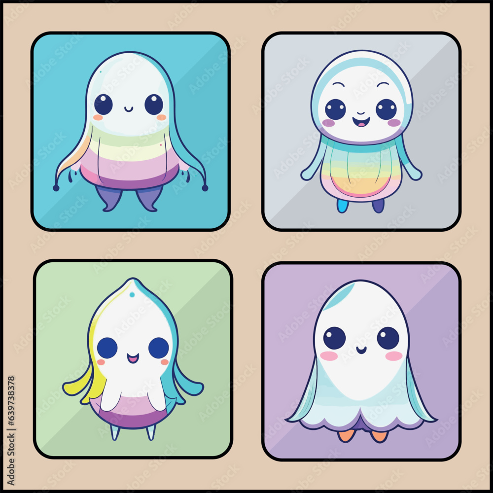 Obraz premium Ghost vector icon art set