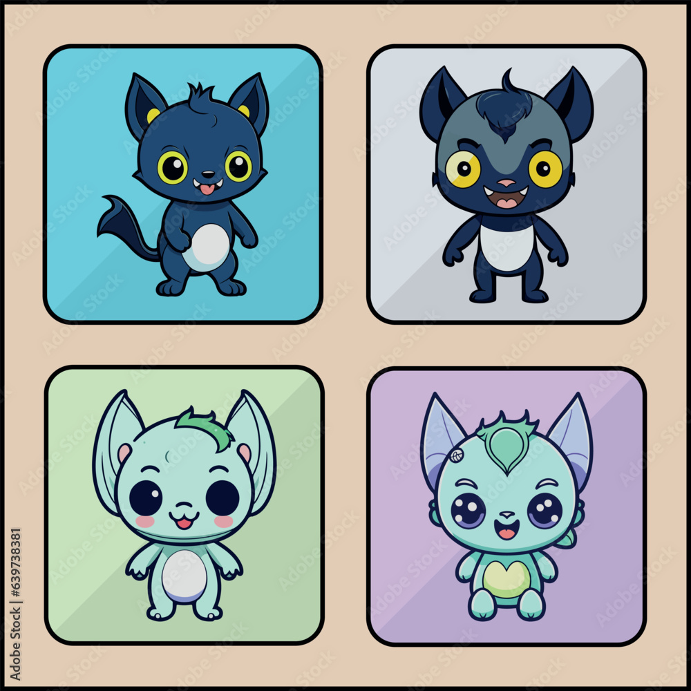 Fototapeta premium Gargoyle vector icon art set