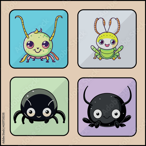 Creepy Crawlers vector icon art set photo