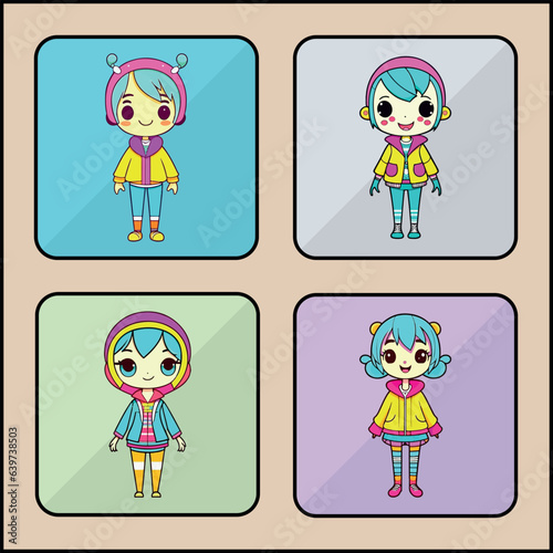 Trickster vector icon art set