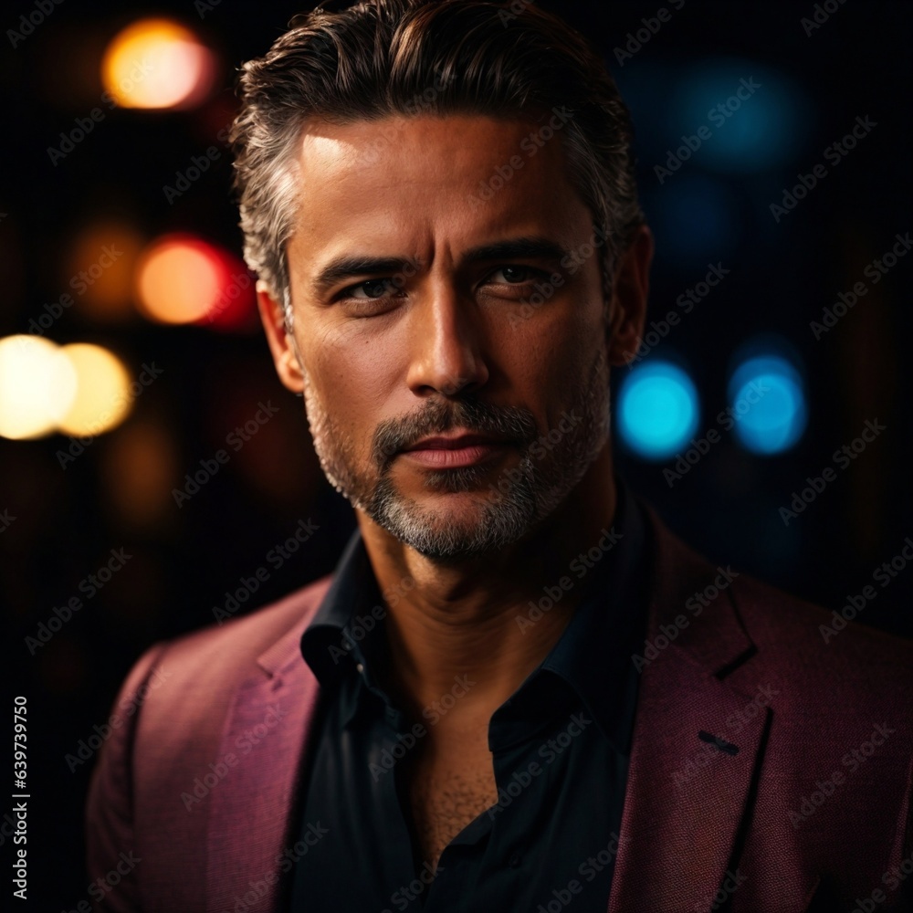 A handsome mature man with white hair and beard A handsome mature man with white hair and beard