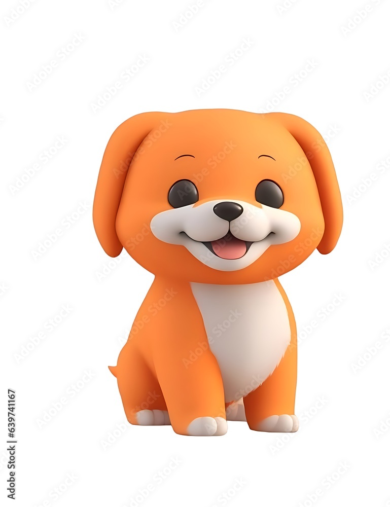 Cute smile dog mascot 3d cartoon design isolated on white background Cute smile dog mascot 3d cartoon design isolated on white background