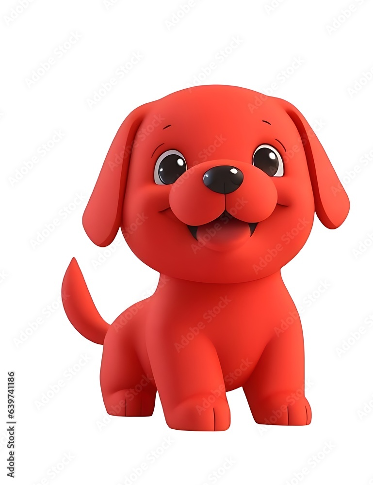 Fototapeta premium Cute smile dog mascot 3d cartoon design isolated on white background