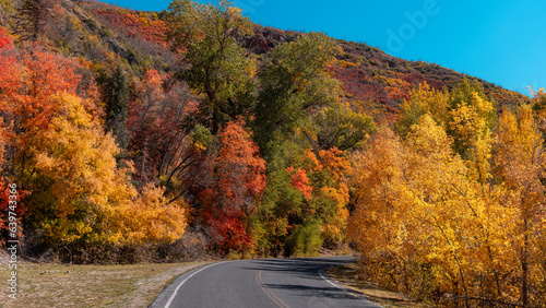 Mount Nebo loop in Utah surrounded with colorful fall foliage