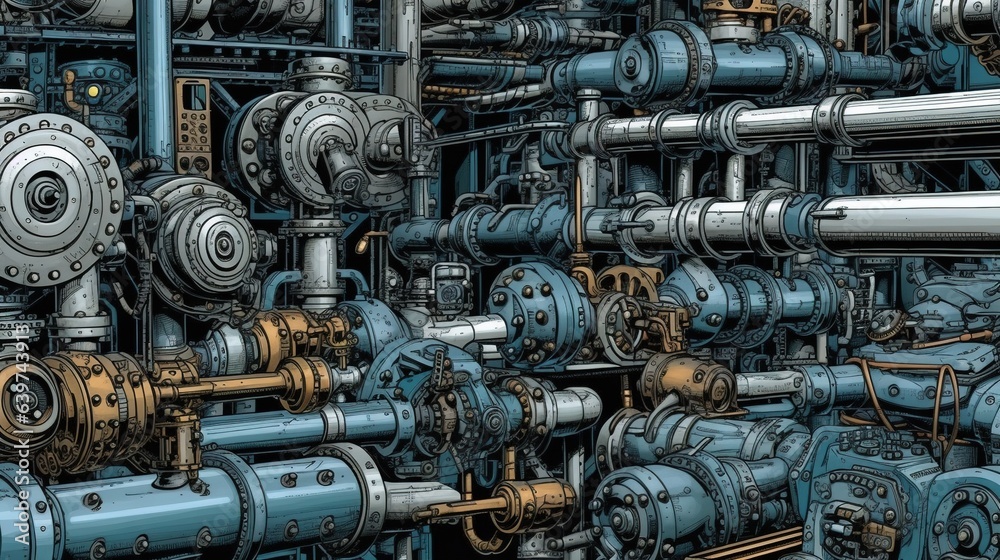Industrial automation systems. Fantasy concept , Illustration painting.