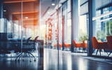 Blurred modern office interior - ideal for presentation background or banner. Unfocused open space 