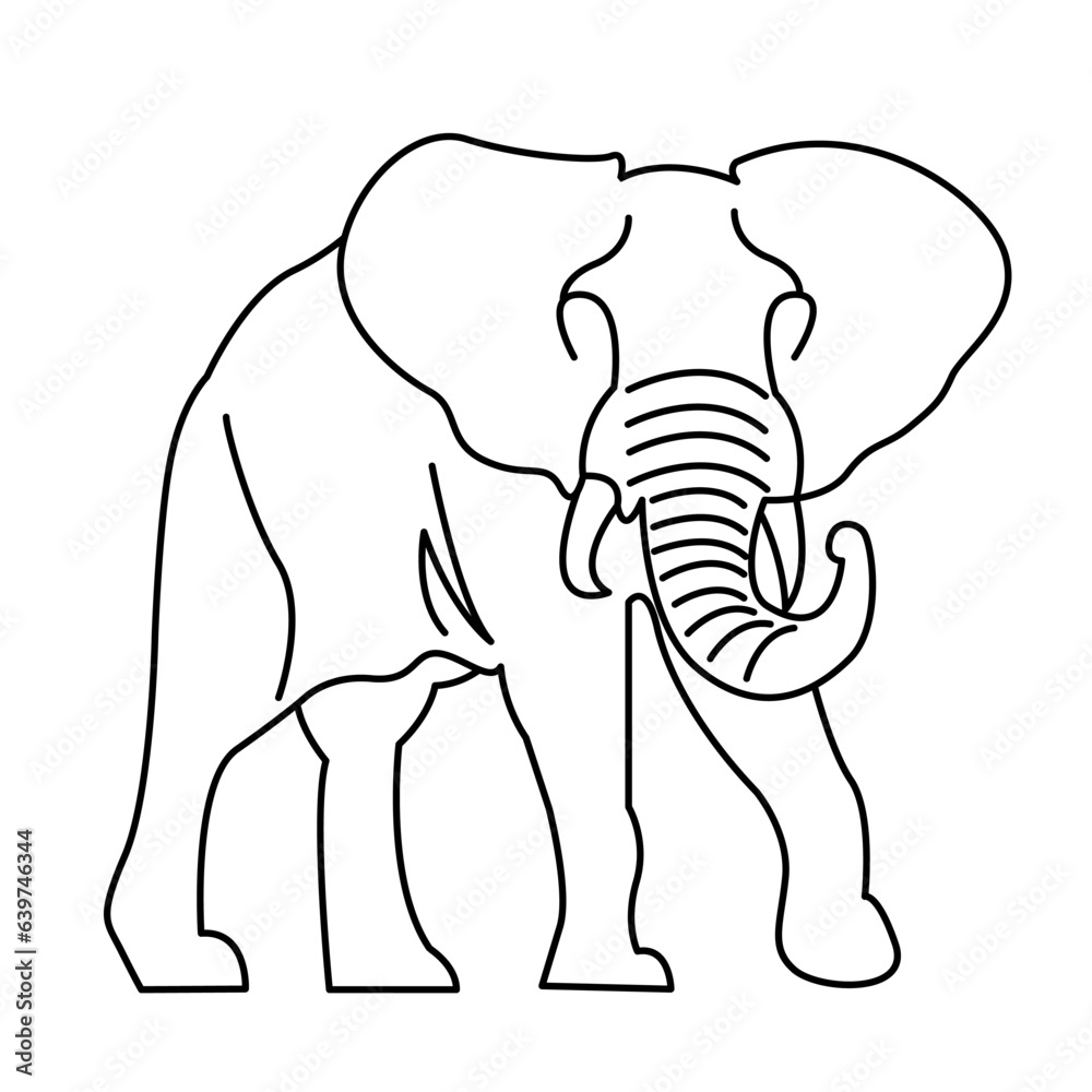 elephant of wild animal outline icon set