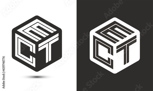 ect letter logo design with illustrator cube logo, vector logo modern alphabet font overlap style.