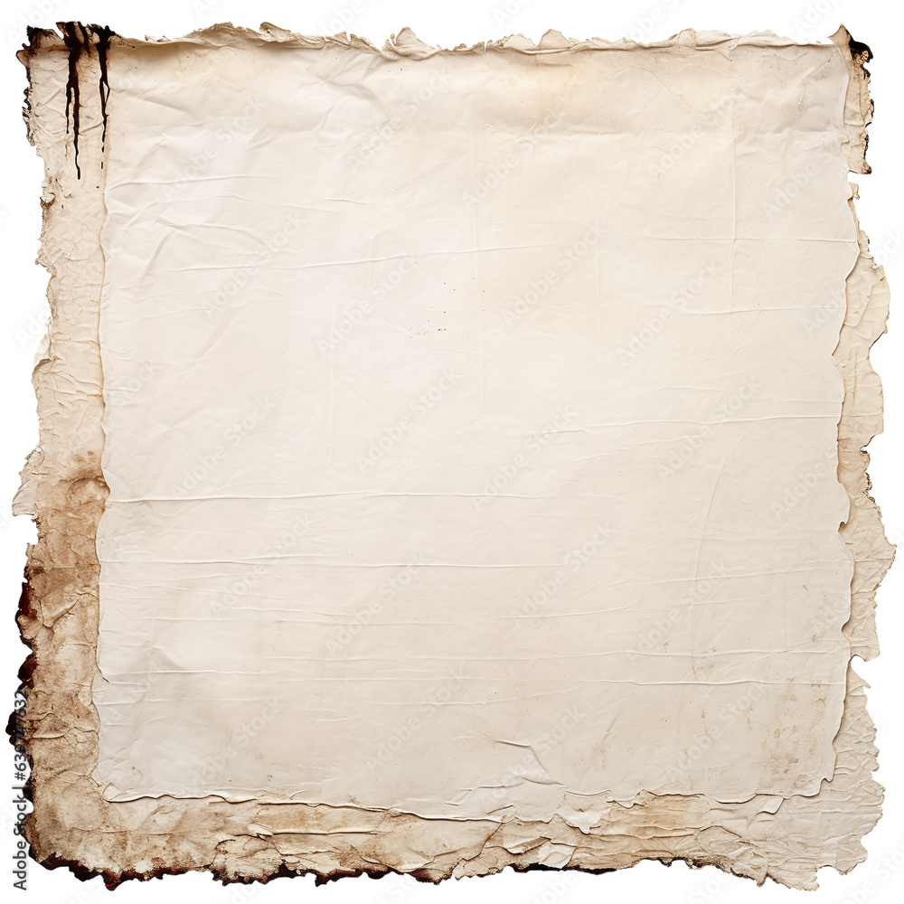 Old paper sheet isolated on transparent background. Old paper sheet isolated on transparent background.