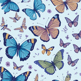 Butterflies seamless pattern. Watercolor set pattern of butterfly isolated on white background.