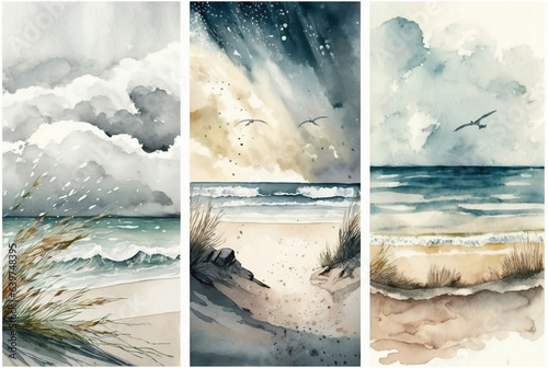 Loose Watercolor Beach Illustration