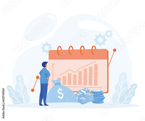 Income growth chart, banking services, financial report graph, return on investment, budget planning.  flat vector modern illustration 