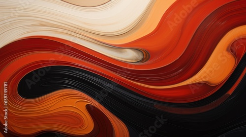 Illustration orange and black in the form of wave waves, futuristic background.