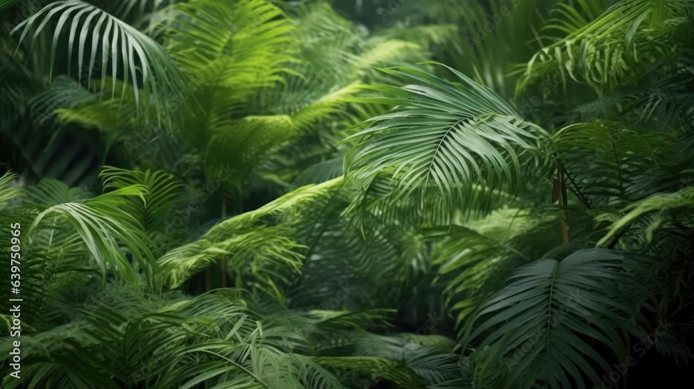 Illustration of tropical fern bushes background lush green foliage in the rain forest with nature plant tree. Illustration of tropical fern bushes background lush green foliage in the rain forest with nature plant tree.