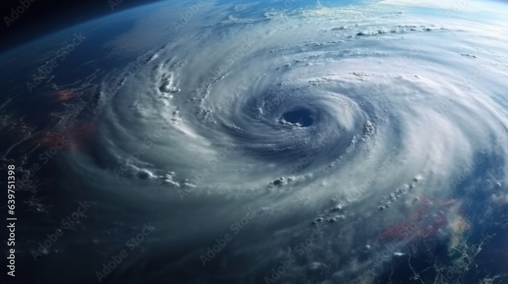 View of cyclone hurricane from space, Generative AI