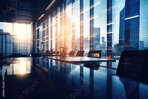 Modern office interior design background. Generative AI © tonstock