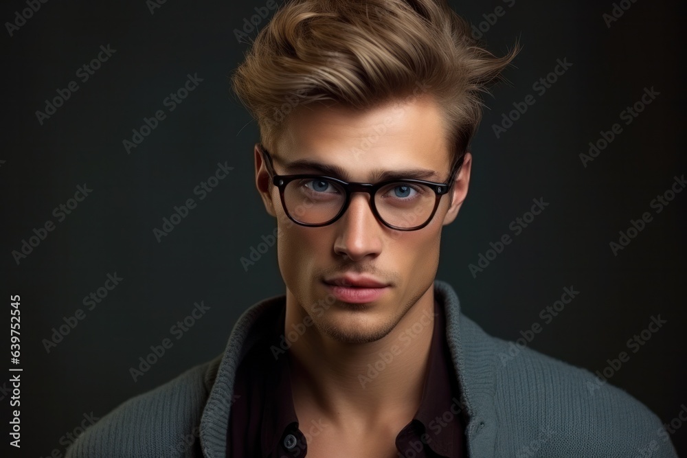 Portrait of handsome man europe, cuacasian background, Generative AI Portrait of handsome man europe, cuacasian background, Generative AI