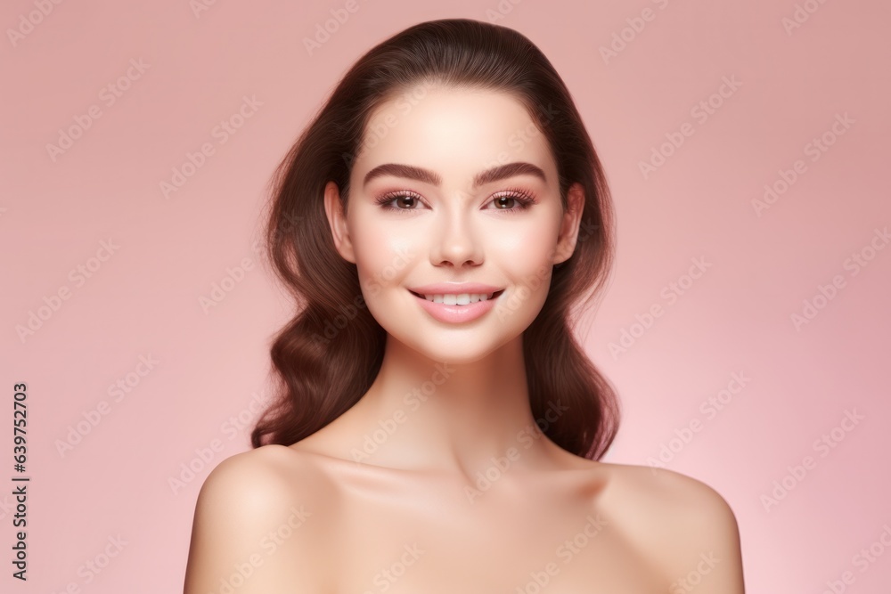 Close-up portrait of yong woman casual portrait of aucasian Asian, african american portrait woman on pastel background , Generative AI Close-up portrait of yong woman casual portrait of aucasian Asian, african american portrait woman on pastel background , Generative AI