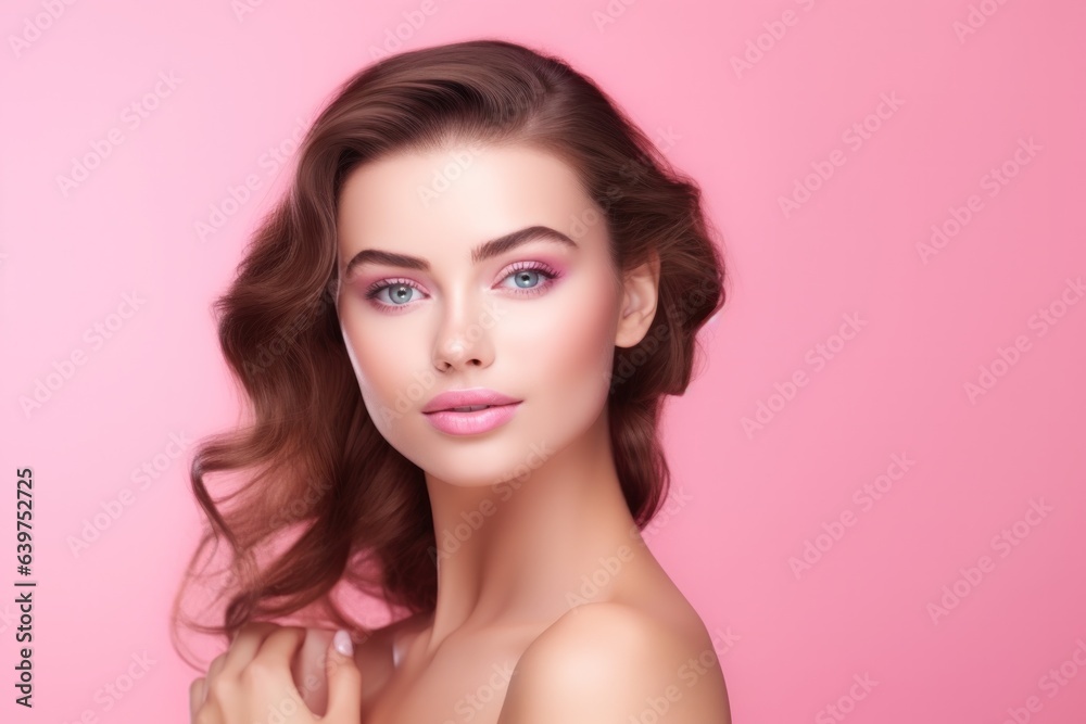 Close-up portrait of yong woman casual portrait of aucasian Asian, african american portrait woman on pastel background , Generative AI Close-up portrait of yong woman casual portrait of aucasian Asian, african american portrait woman on pastel background , Generative AI