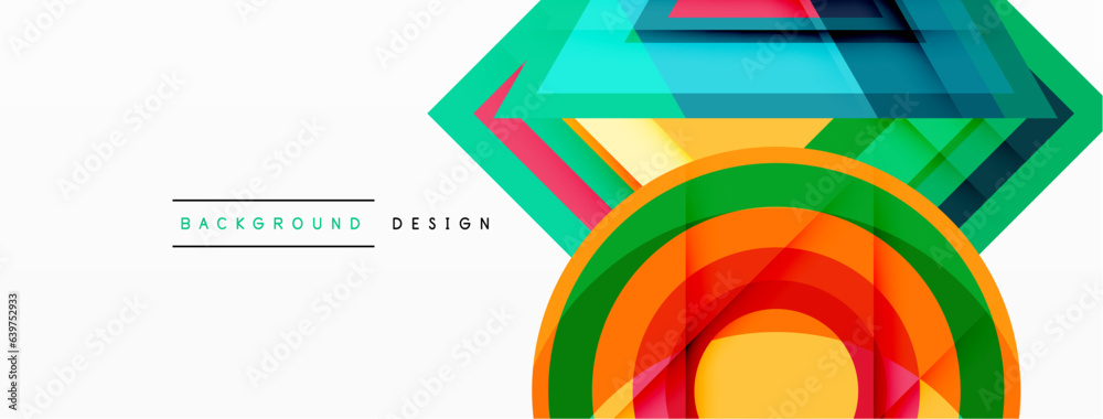 Abstract vector design blends triangles, hexagons, and circles, creating a harmonious composition of geometric shapes that's visually captivating