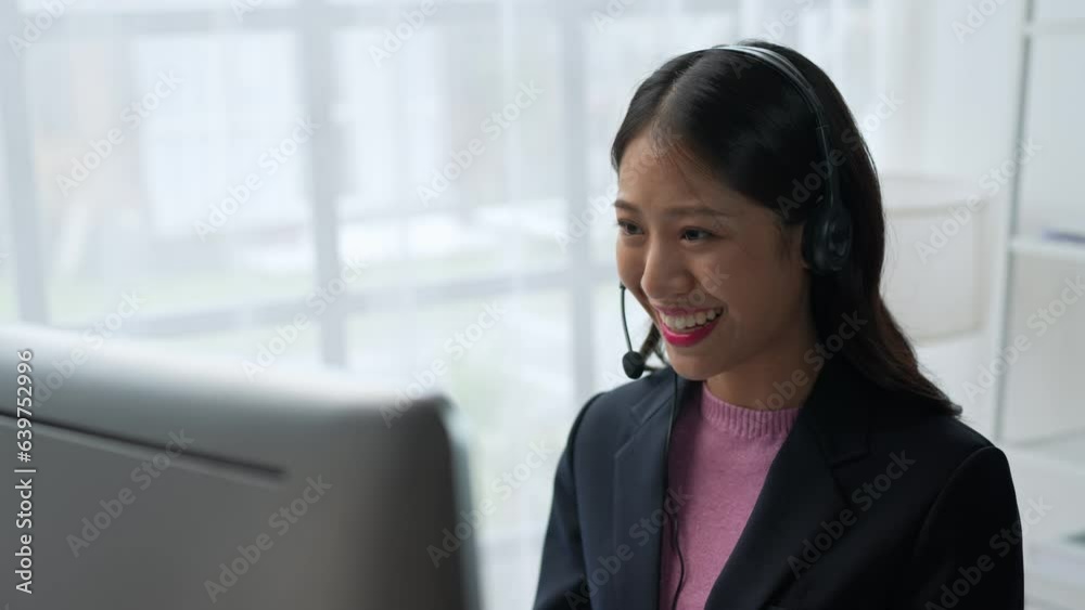 online service concept Businesswoman, operator or sales contact center in the office Business people in the office, business services, answering questions Call center team with headphones online service concept Businesswoman, operator or sales contact center in the office Business people in the office, business services, answering questions Call center team with headphones