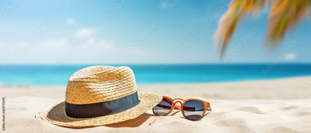 Tropical beach landscape for background or wallpaper. Design of summer vacation holiday concept, Generative AI