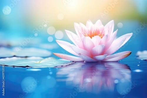 Beautiful pink waterlily or lotus flower in water   Generative AI