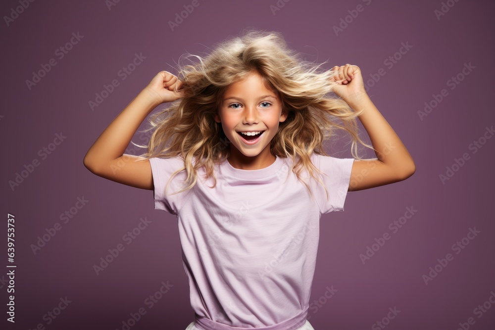 Beautiful woman or man surprise or delight and touching isolated over pastel background, Generative AI Beautiful woman or man surprise or delight and touching isolated over pastel background, Generative AI