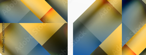 Vivid abstraction unfolds. Triangles in seamless harmony, composing dynamic geometric backdrop. Interplay of angles and hues forms captivating tapestry, evoking modernity and artistic allure