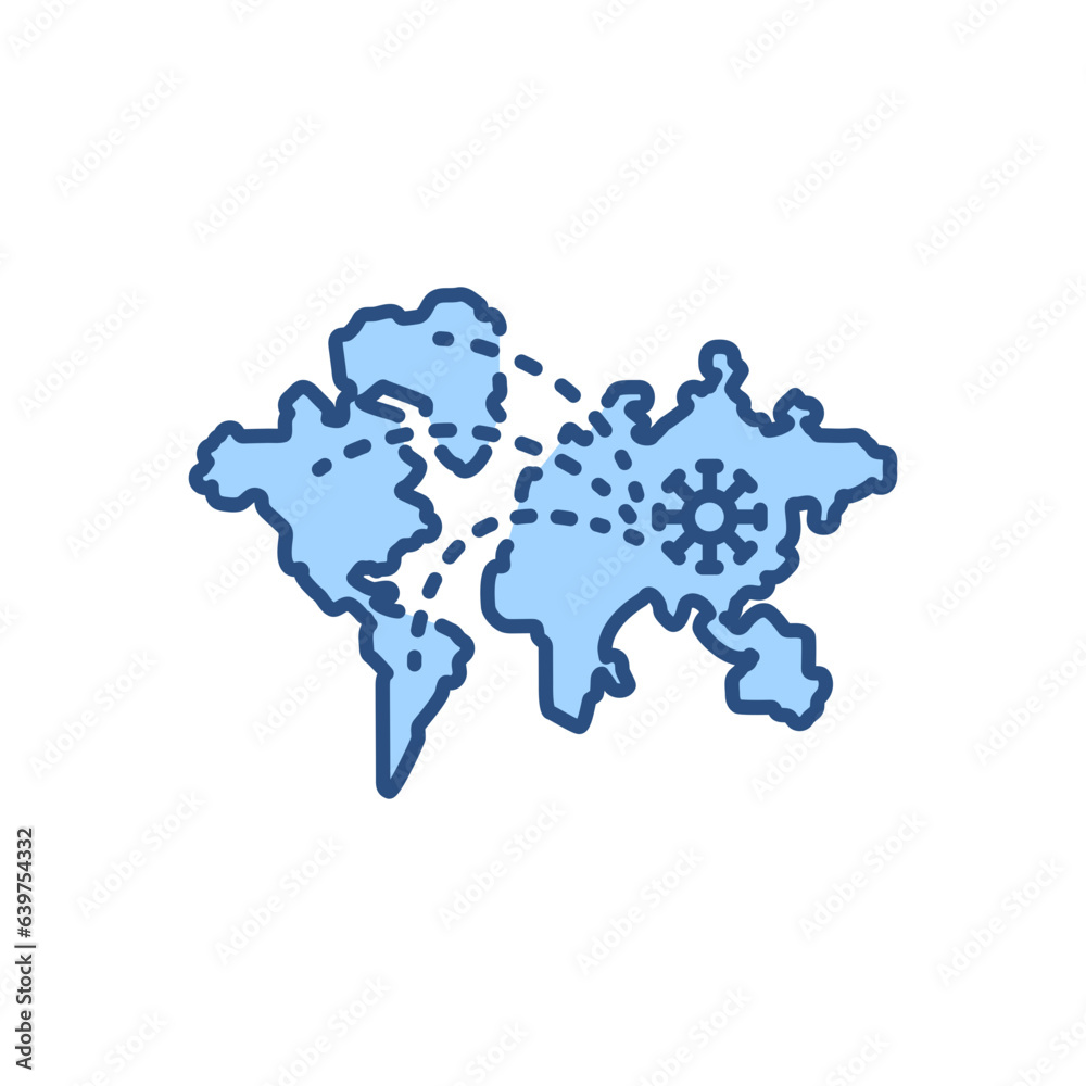 Pandemia related vector icon. The spread of the virus around the globe. Pandemia sign. Isolated on white background. Editable vector illustration Pandemia related vector icon. The spread of the virus around the globe. Pandemia sign. Isolated on white background. Editable vector illustration