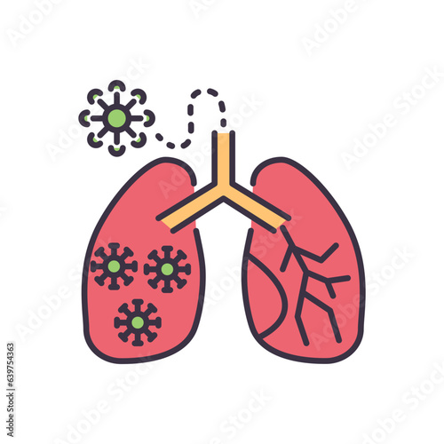 Lungs Infection related vector icon. Lungs with infection inside. Lungs Infection sign. Isolated on white background. Editable vector illustration