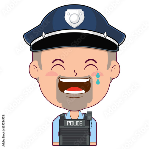 policeman laughing face cartoon cute