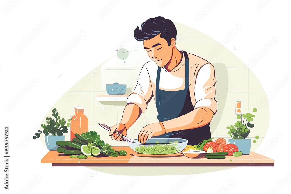 dedicated food shop employee in action. Show them behind the counter, skillfully preparing delicious dishes.Generated with AI dedicated food shop employee in action. Show them behind the counter, skillfully preparing delicious dishes.Generated with AI